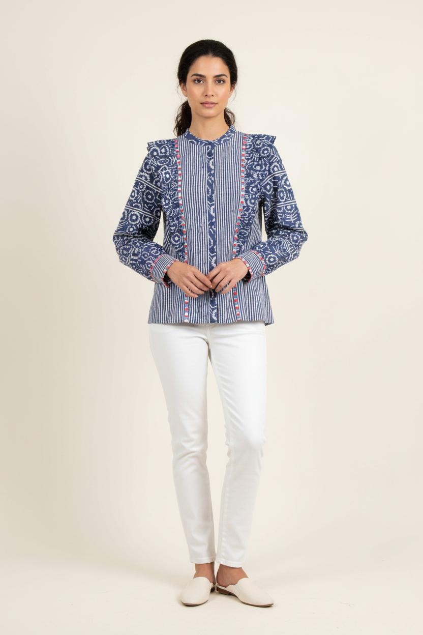 Blouse Bleu et Blanc - Taille XS/34 de la marque Sézane | PARAD78400 - Vendu par Paradigme - Image 1