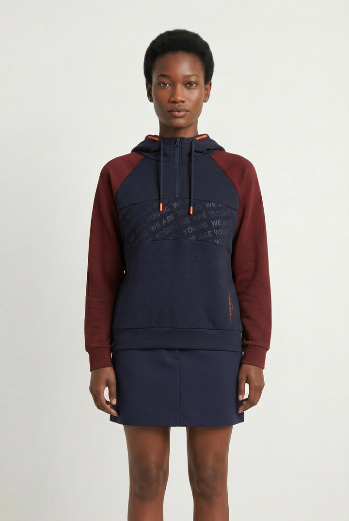 Sweat à Capuche Bleu et Bordeaux - Taille M/38 de la marque IKKS | PARAD78403 - Vendu par Paradigme - Image 1