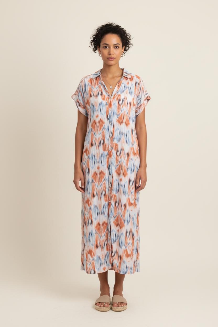 Robe Longue Orange et Bleue - Taille L/40 de la marque La Fée Maraboutée | PARAD78412 - Vendu par Paradigme - Image 1