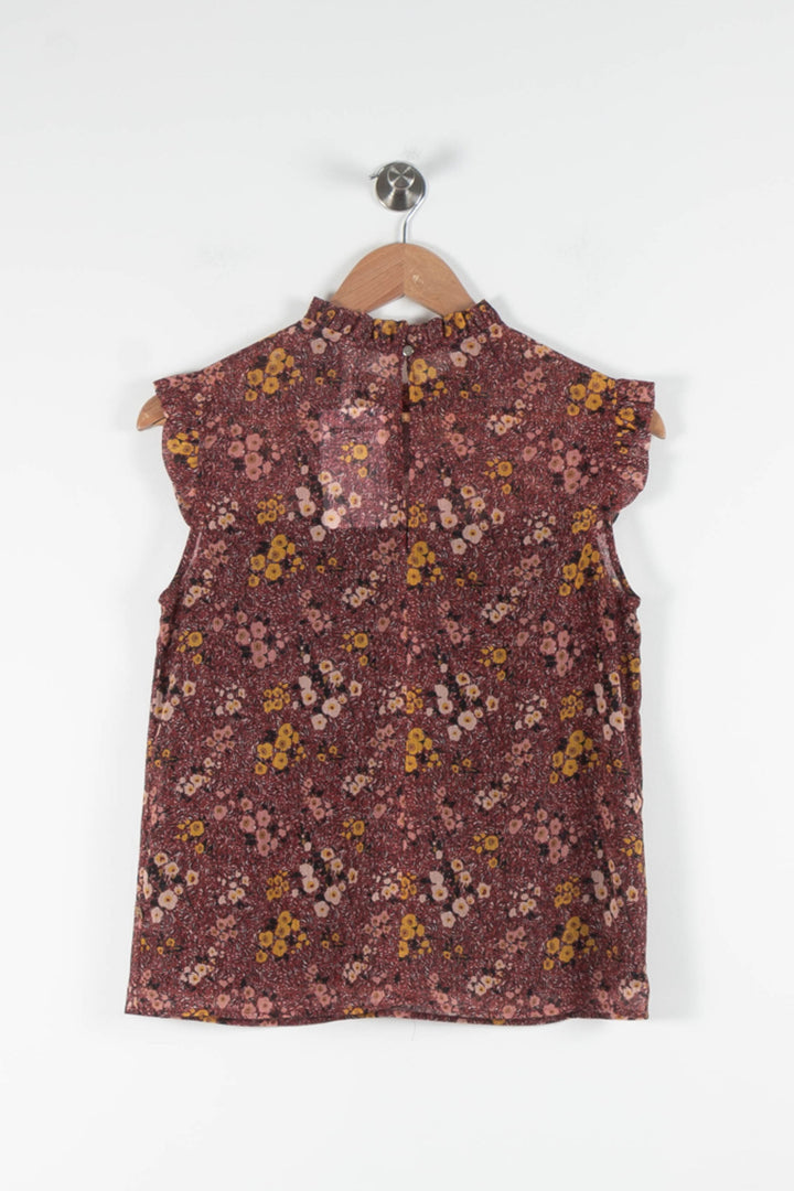 Blouse Fleurie Bordeaux et Jaune - Taille S/36 de la marque I.Code | PARAD78448 - Vendu par Paradigme - Image 4