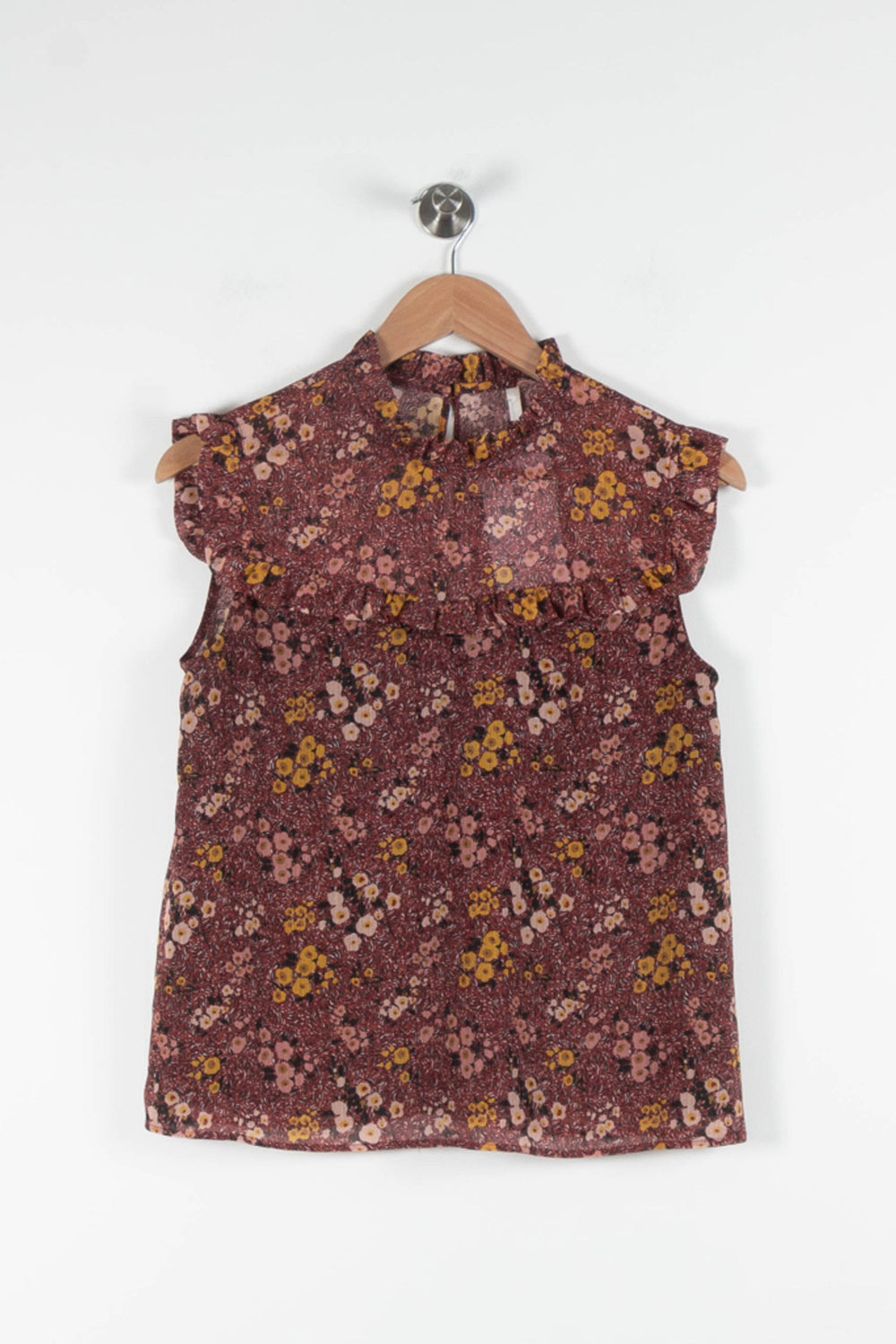 Blouse Fleurie Bordeaux et Jaune - Taille S/36 de la marque I.Code | PARAD78448 - Vendu par Paradigme - Image 2