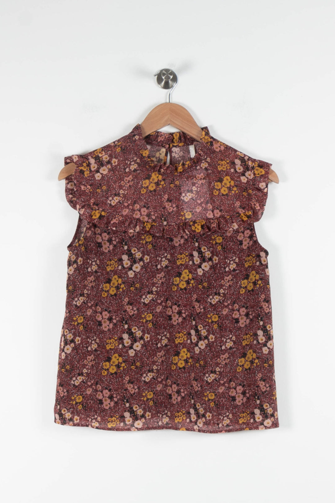 Blouse Fleurie Bordeaux et Jaune - Taille S/36 de la marque I.Code | PARAD78448 - Vendu par Paradigme - Image 2