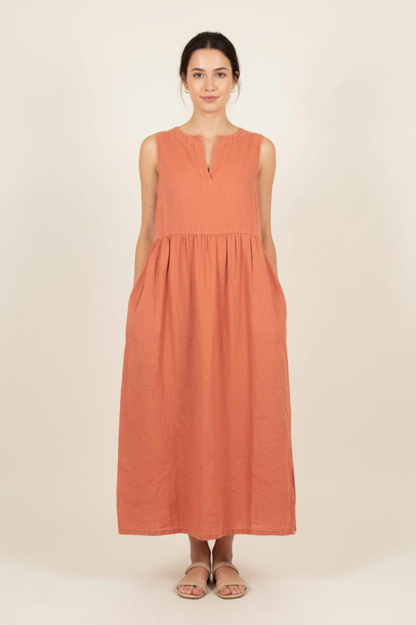 Robe Longue Orange - Taille L/40 de la marque La Fée Maraboutée | PARAD78456 - Vendu par Paradigme - Image 1