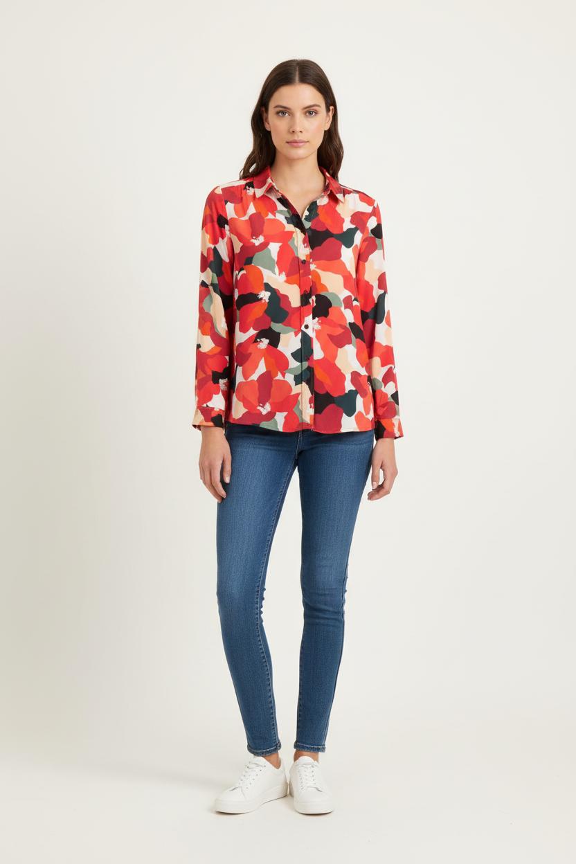 Chemise Rouge et Noir - Taille S/36 de la marque Caroll | PARAD78467 - Vendu par Paradigme - Image 1