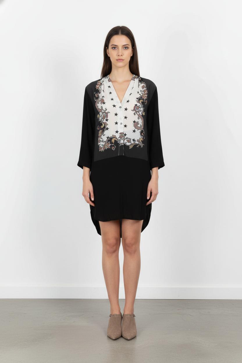 Robe Courte Noire et Blanche - Taille L/40 de la marque Sandro | PARAD78484 - Vendu par Paradigme - Image 1