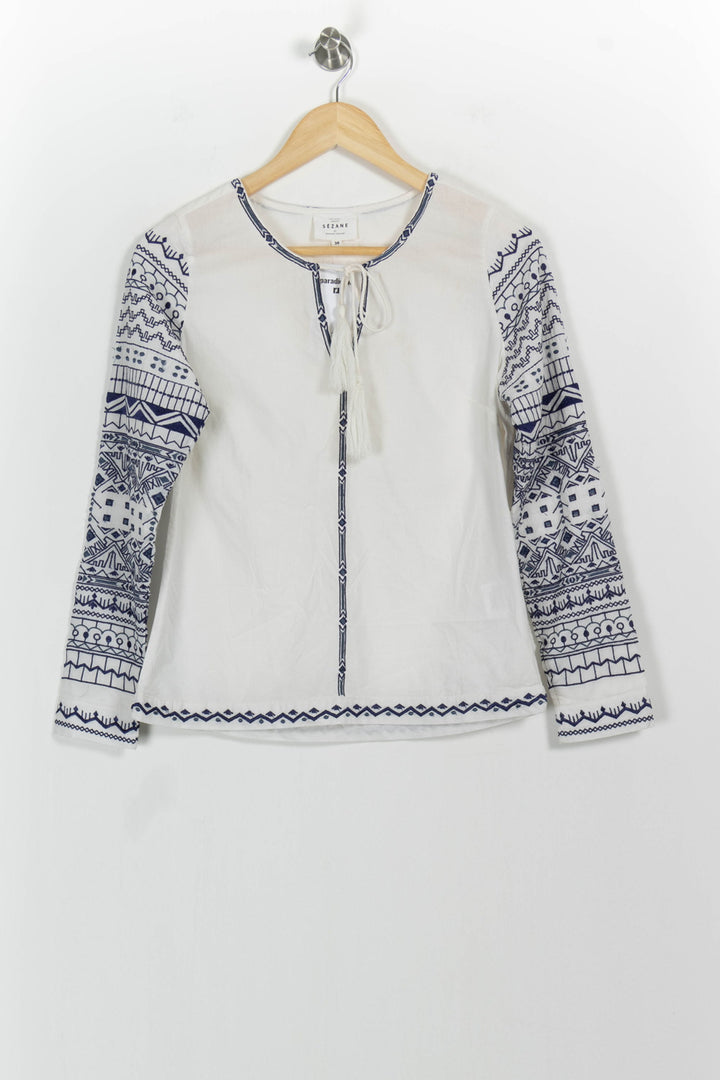 Blouse Blanc et Bleu - Taille S/36 de la marque Sézane | PARAD78505 - Vendu par Paradigme - Image 2
