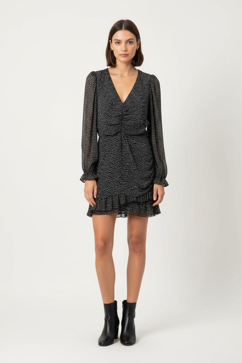 Robe Portefeuille Noire et Blanche - Taille S/36 de la marque ba&sh | PARAD78517 - Vendu par Paradigme - Image 1