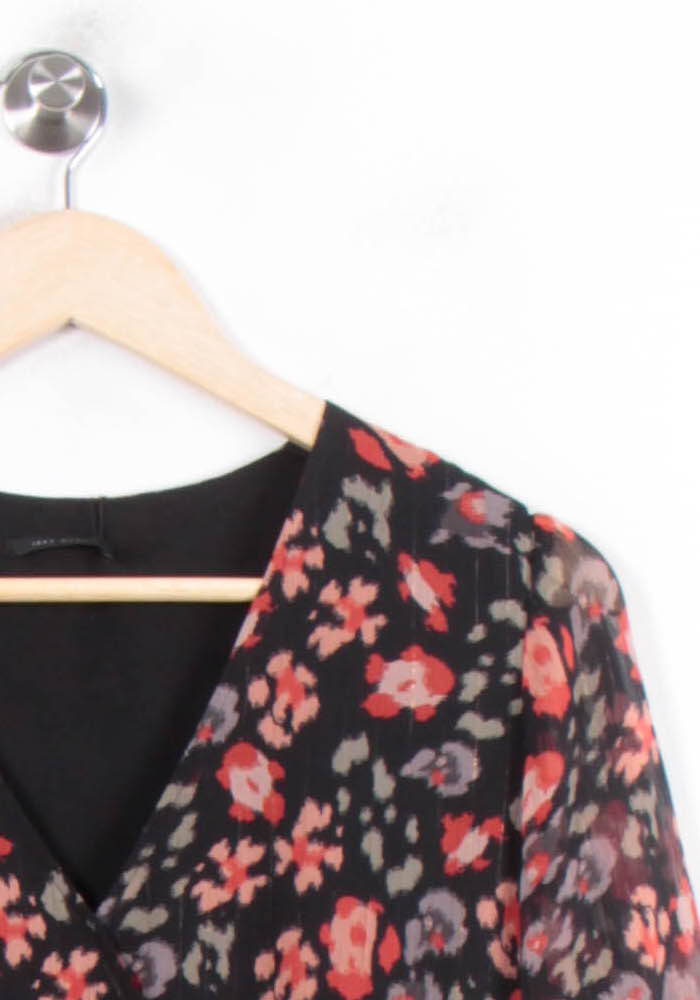 Robe Fleurie Noire et Rouge - Taille M/38 de la marque IKKS | PARAD78557 - Vendu par Paradigme - Image 3