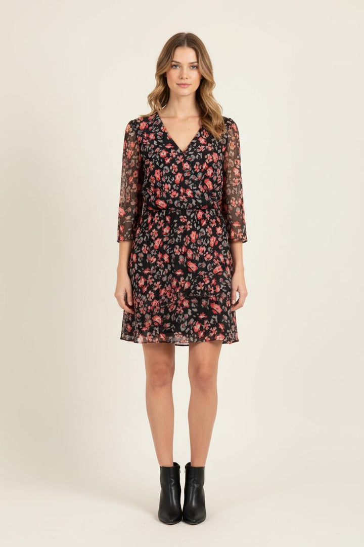 Robe Fleurie Noire et Rouge - Taille M/38 de la marque IKKS | PARAD78557 - Vendu par Paradigme - Image 1