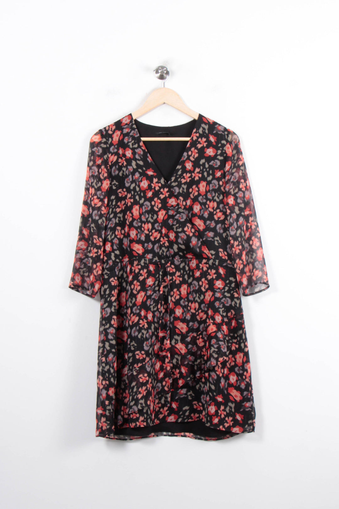 Robe Fleurie Noire et Rouge - Taille M/38 de la marque IKKS | PARAD78557 - Vendu par Paradigme - Image 2