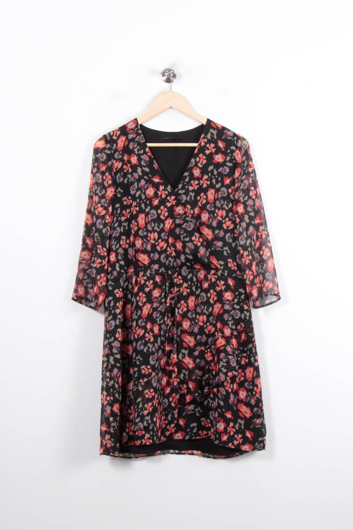 Robe Fleurie Noire et Rouge - Taille M/38 de la marque IKKS | PARAD78557 - Vendu par Paradigme - Image 2