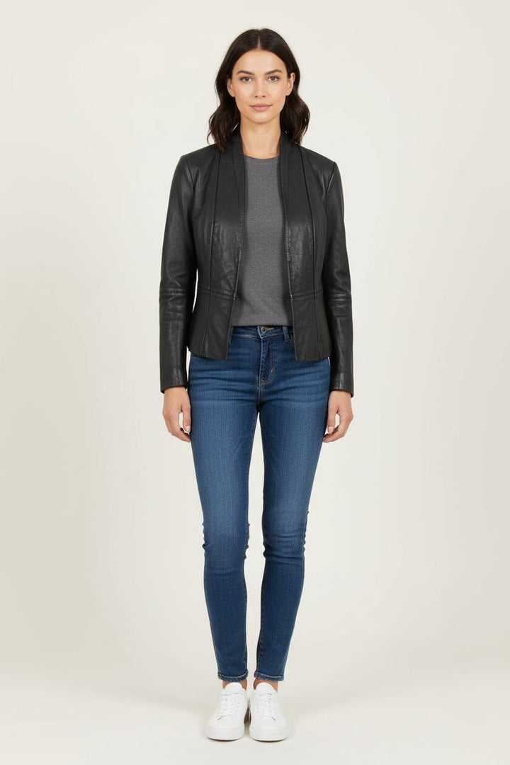 Veste En Cuir Noire - Taille M/38 de la marque IKKS | PARAD78559 - Vendu par Paradigme - Image 1