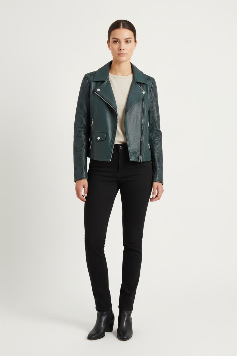 Blouson en cuir Vert - Taille M/38 de la marque IKKS | PARAD78561 - Vendu par Paradigme - Image 1