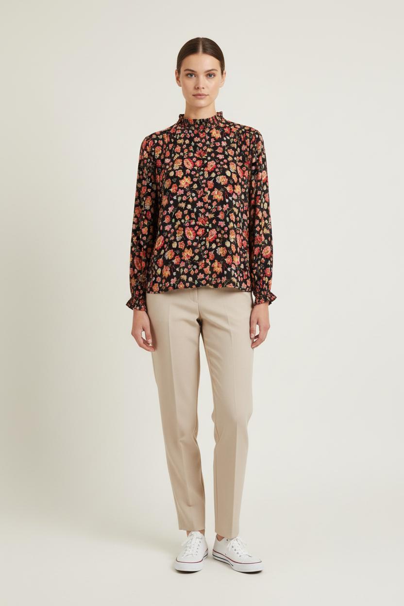 Blouse Fleurie Noire et Rouge - Taille M/38 de la marque Des petits hauts | PARAD78601 - Vendu par Paradigme - Image 1