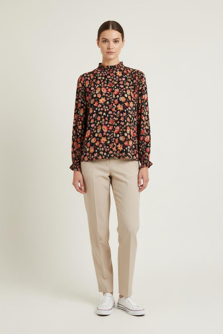 Blouse Fleurie Noire et Rouge - Taille M/38 de la marque Des petits hauts | PARAD78601 - Vendu par Paradigme - Image 1