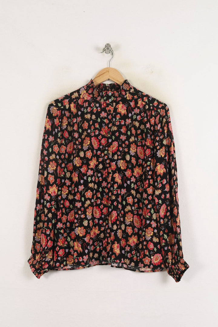 Blouse Fleurie Noire et Rouge - Taille M/38 de la marque Des petits hauts | PARAD78601 - Vendu par Paradigme - Image 2