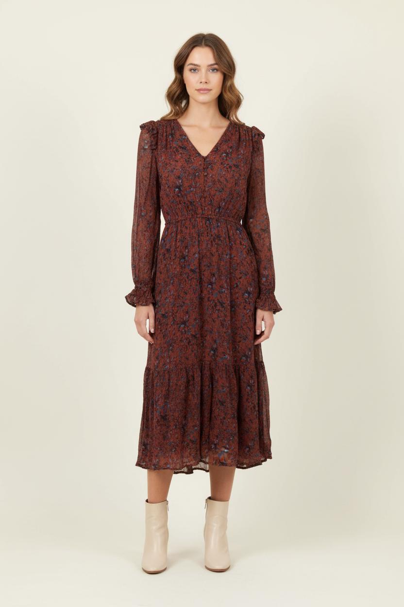 Robe Longue Marron et Bleu - Taille M/38 de la marque Louizon | PARAD78616 - Vendu par Paradigme - Image 1
