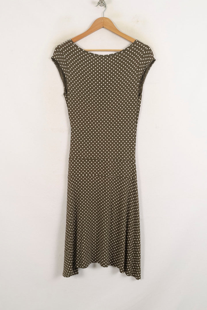 Robe Portefeuille Marron et Blanche - Taille S/36 de la marque La Fée Maraboutée | PARAD78639 - Vendu par Paradigme - Image 4