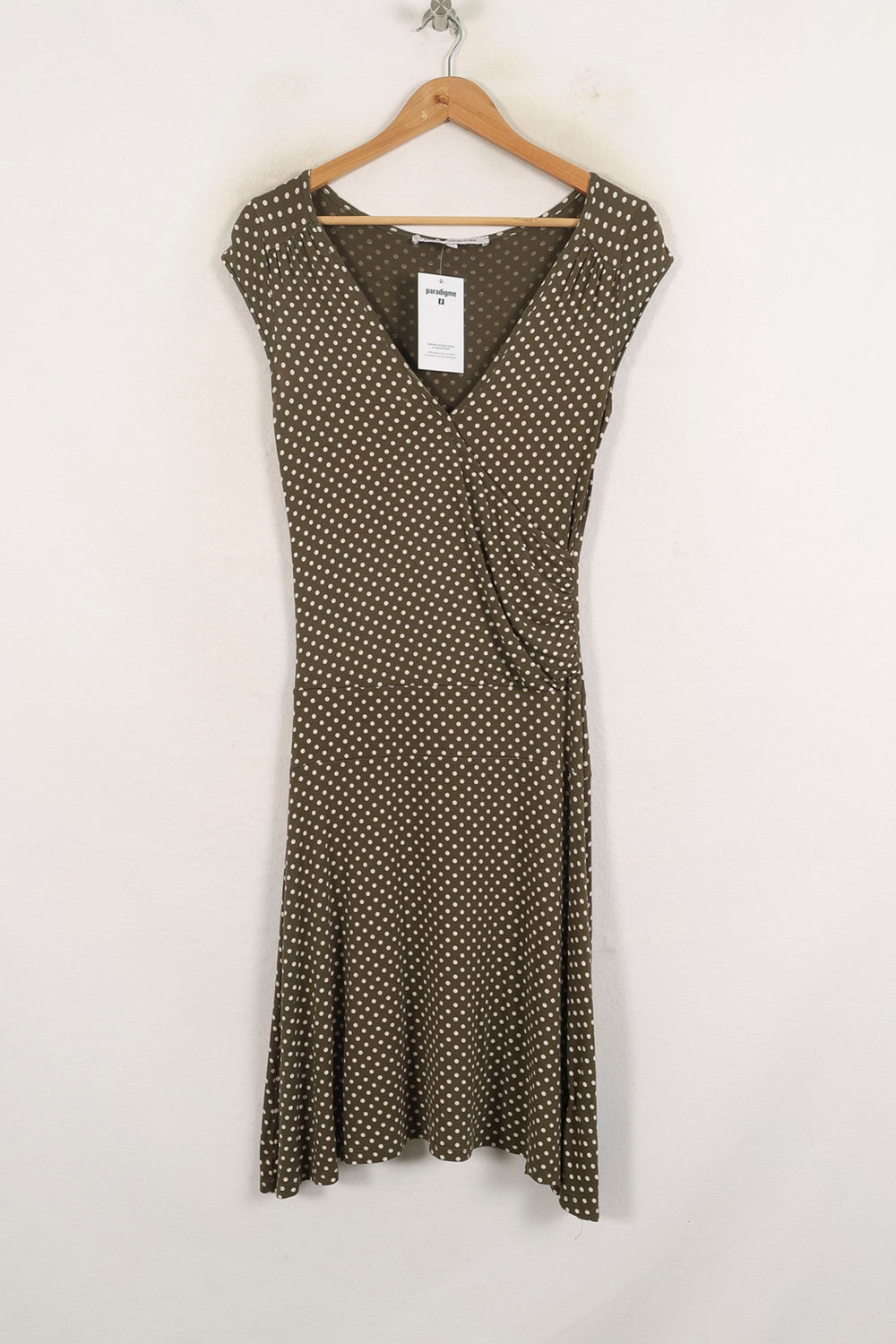 Robe Portefeuille Marron et Blanche - Taille S/36 de la marque La Fée Maraboutée | PARAD78639 - Vendu par Paradigme - Image 2