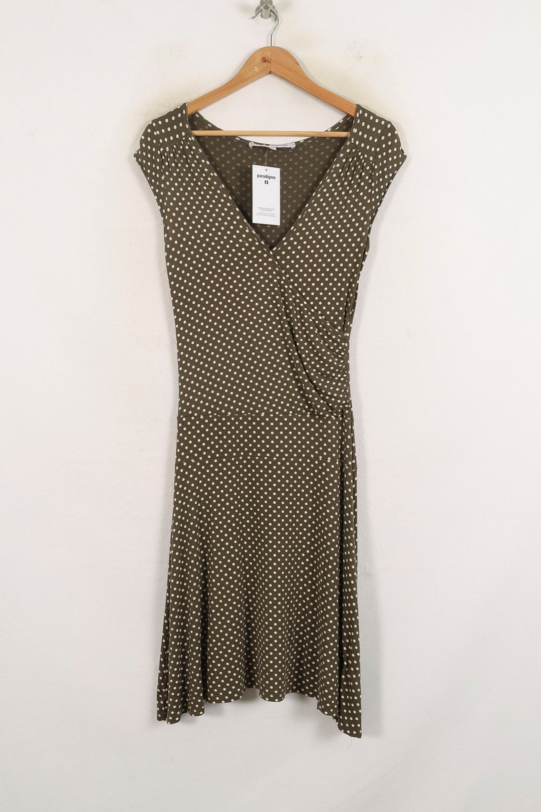 Robe Portefeuille Marron et Blanche - Taille S/36 de la marque La Fée Maraboutée | PARAD78639 - Vendu par Paradigme - Image 2