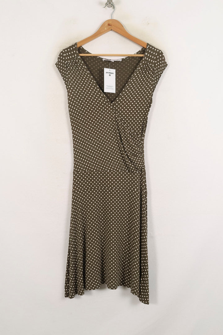 Robe Portefeuille Marron et Blanche - Taille S/36 de la marque La Fée Maraboutée | PARAD78639 - Vendu par Paradigme - Image 2