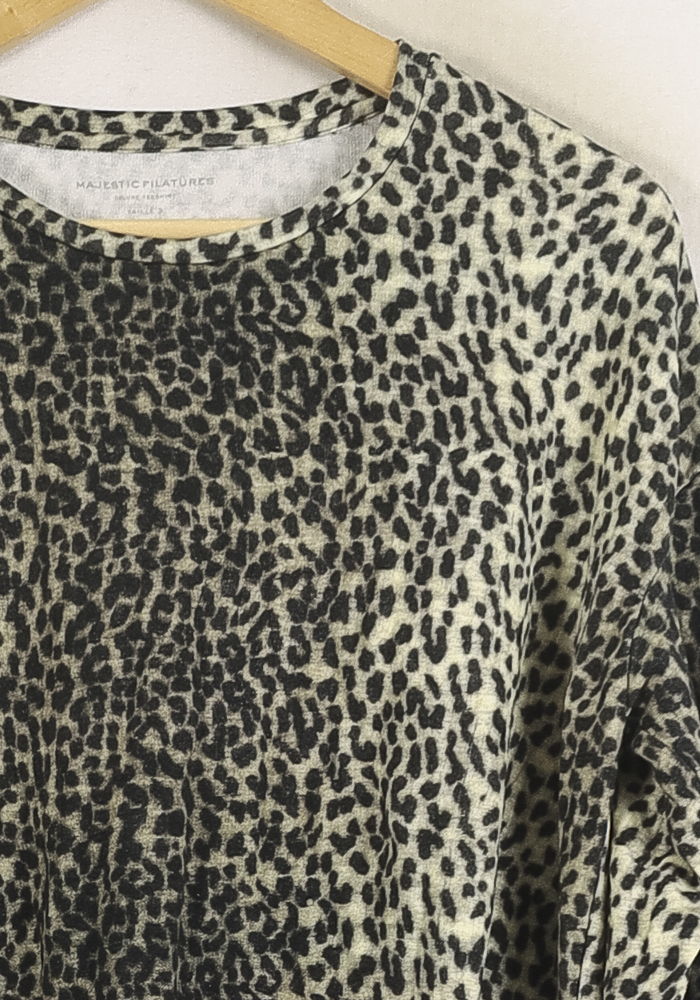 Pull Léopard Marron et Noir - Taille L/40 de la marque Majestic Filatures | PARAD78674 - Vendu par Paradigme - Image 3