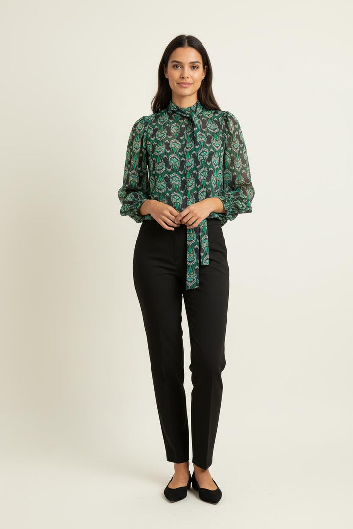 Blouse Verte et Noire - Taille XS/34 de la marque IKKS | PARAD78703 - Vendu par Paradigme - Image 1