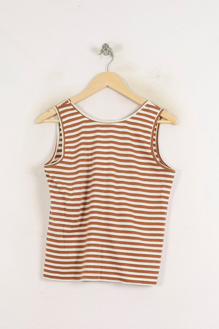Débardeur Marron et Blanc - Taille M/38 de la marque Ines de la Fressange Paris | PARAD78729 - Vendu par Paradigme - Image 4