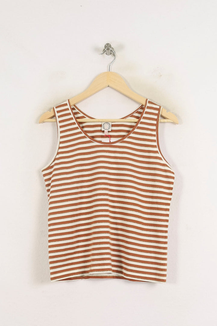 Débardeur Marron et Blanc - Taille M/38 de la marque Ines de la Fressange Paris | PARAD78729 - Vendu par Paradigme - Image 2