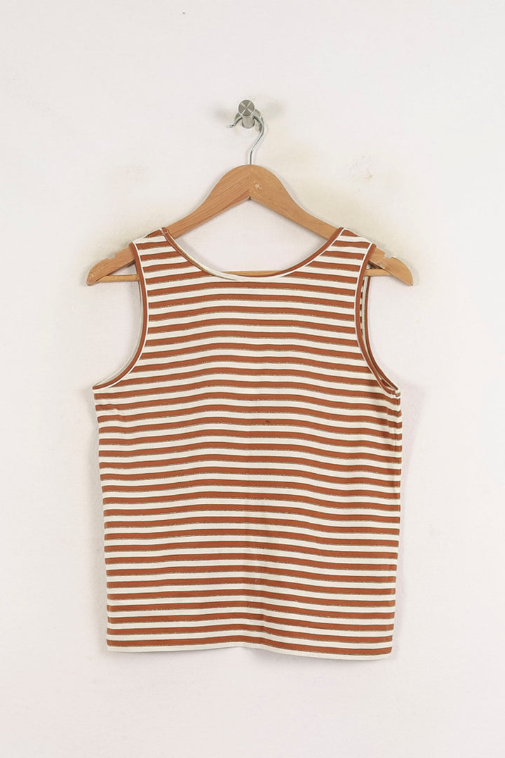 Débardeur Marron et Blanc - Taille S/36 de la marque Ines de la Fressange Paris | PARAD78730 - Vendu par Paradigme - Image 4