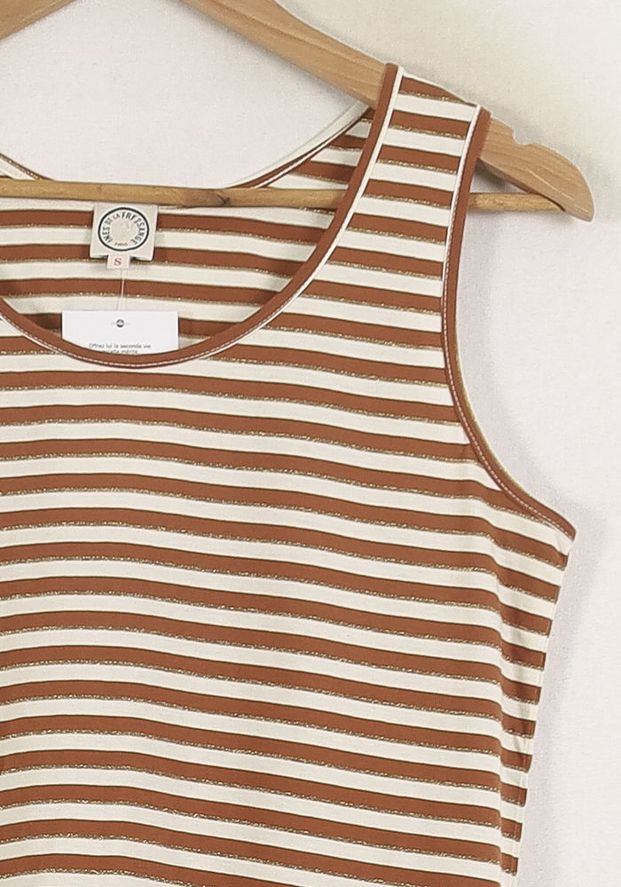 Débardeur Marron et Blanc - Taille S/36 de la marque Ines de la Fressange Paris | PARAD78730 - Vendu par Paradigme - Image 3