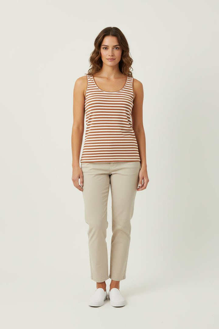 Débardeur Marron et Blanc - Taille S/36 de la marque Ines de la Fressange Paris | PARAD78730 - Vendu par Paradigme - Image 1