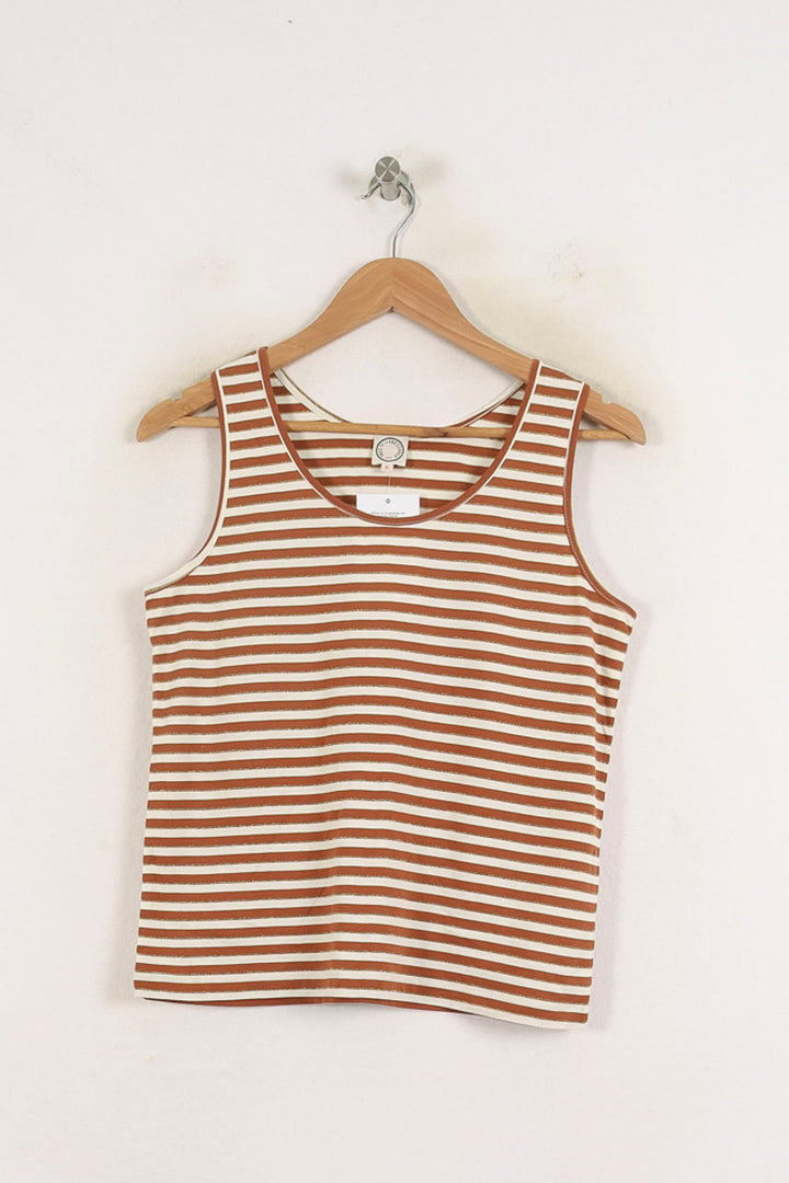 Débardeur Marron et Blanc - Taille S/36 de la marque Ines de la Fressange Paris | PARAD78730 - Vendu par Paradigme - Image 2