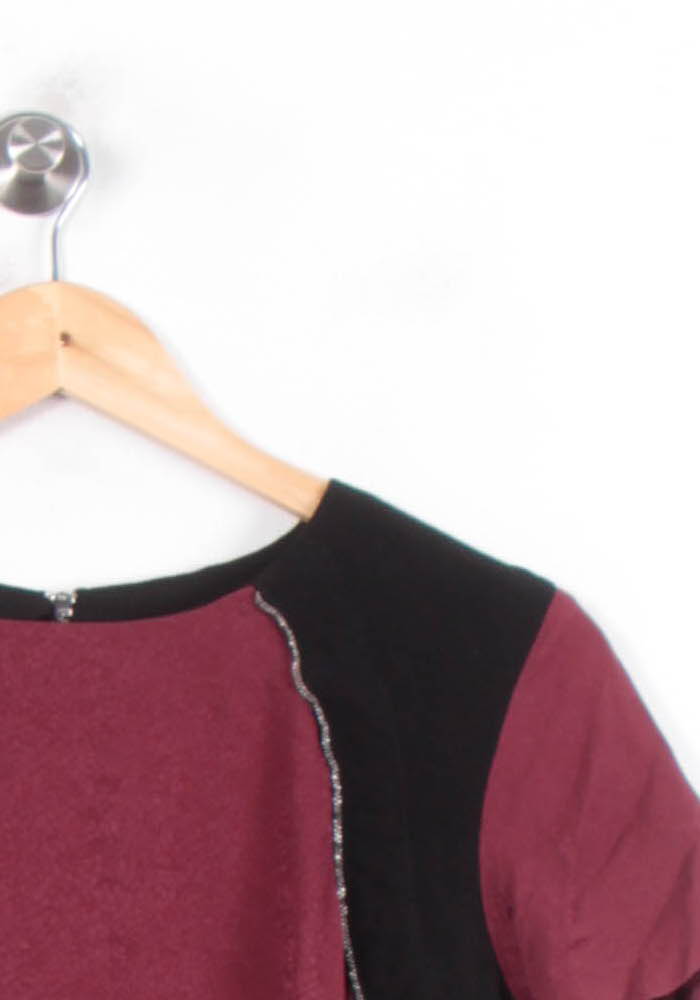 Robe Courte Bordeaux et Noire - Taille S/36 de la marque IKKS | PARAD78774 - Vendu par Paradigme - Image 3