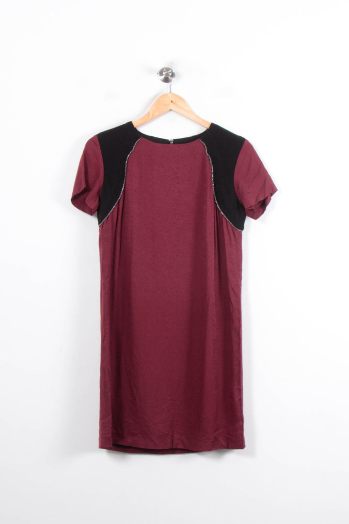 Robe Courte Bordeaux et Noire - Taille S/36 de la marque IKKS | PARAD78774 - Vendu par Paradigme - Image 2