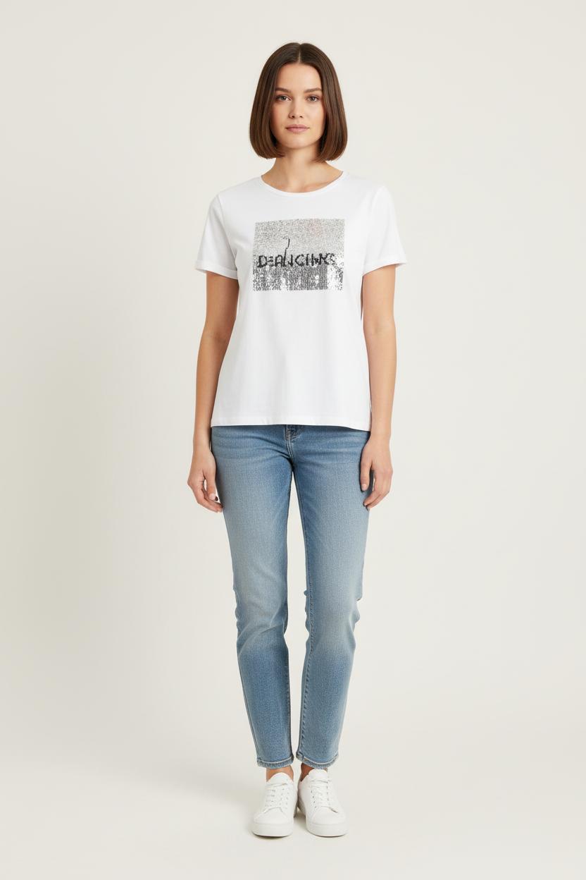 Tee-shirt Blanc et Argenté - Taille S/36 de la marque IKKS | PARAD78780 - Vendu par Paradigme - Image 1