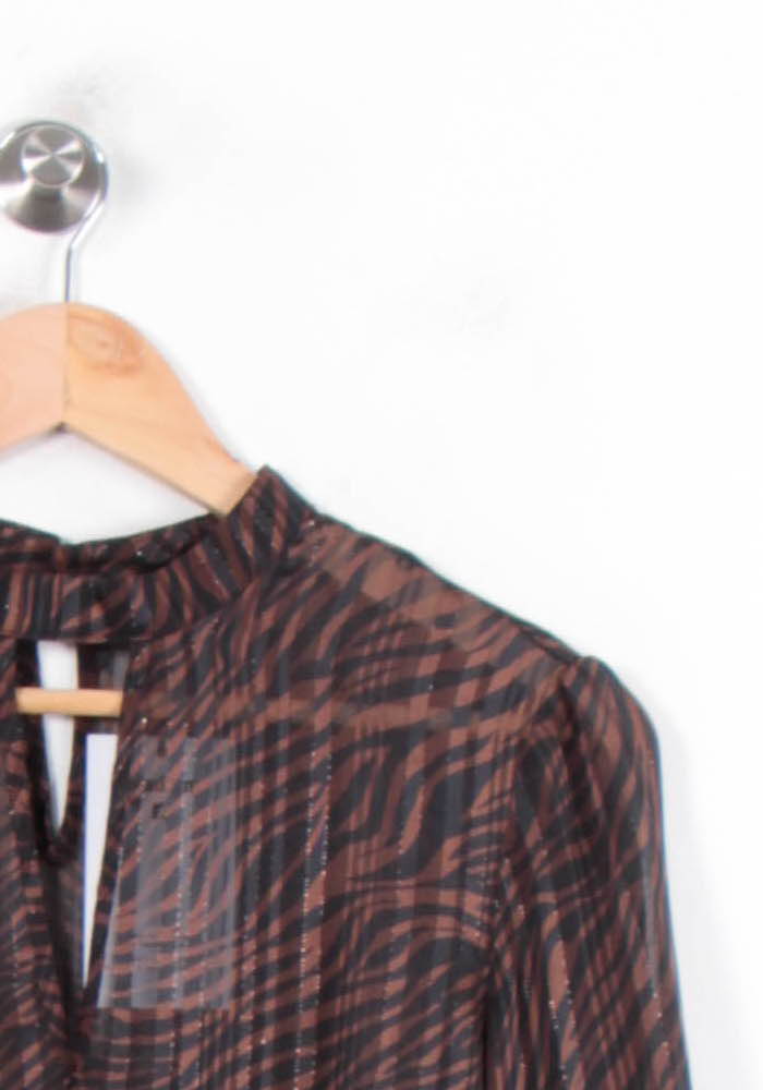 Blouse Marron et Noire - Taille S/36 de la marque IKKS | PARAD78785 - Vendu par Paradigme - Image 3