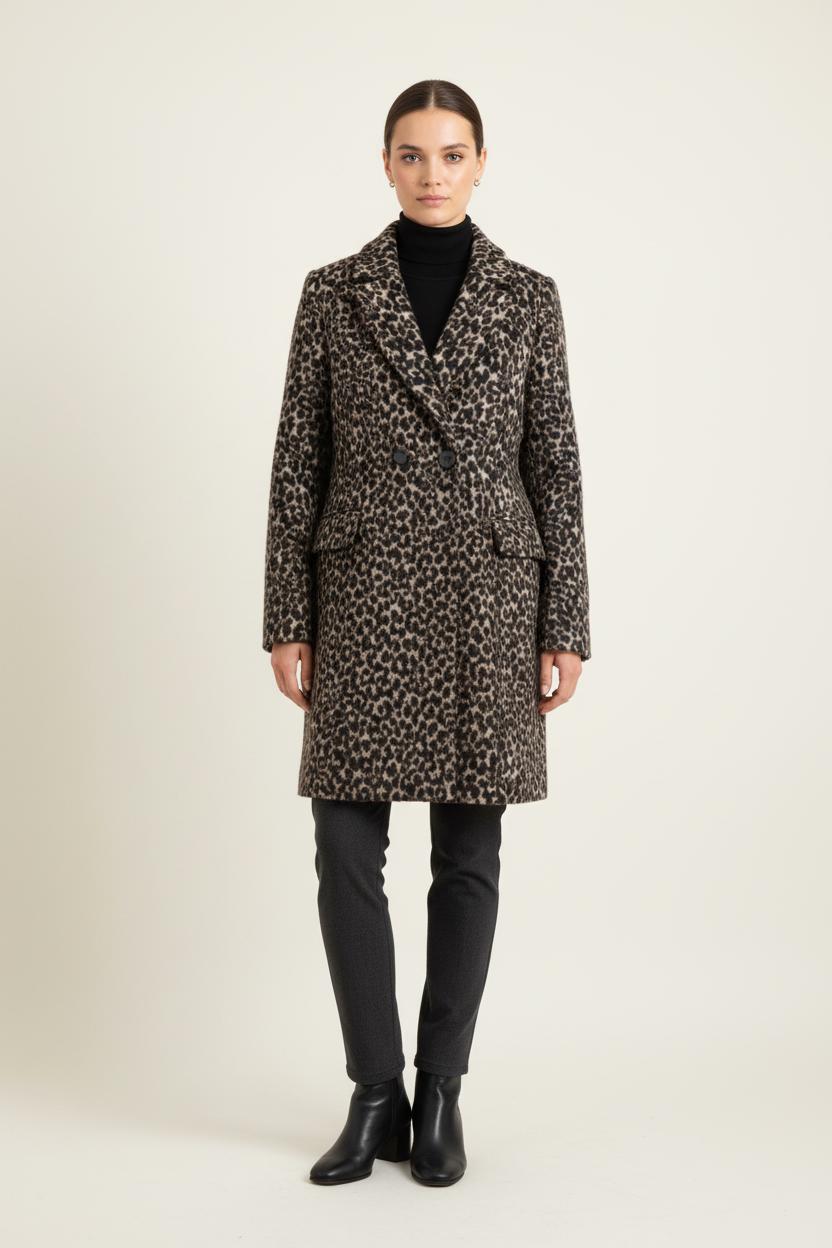 Manteau Léopard Marron et Noir - Taille S/36 de la marque Caroll | PARAD78791 - Vendu par Paradigme - Image 1