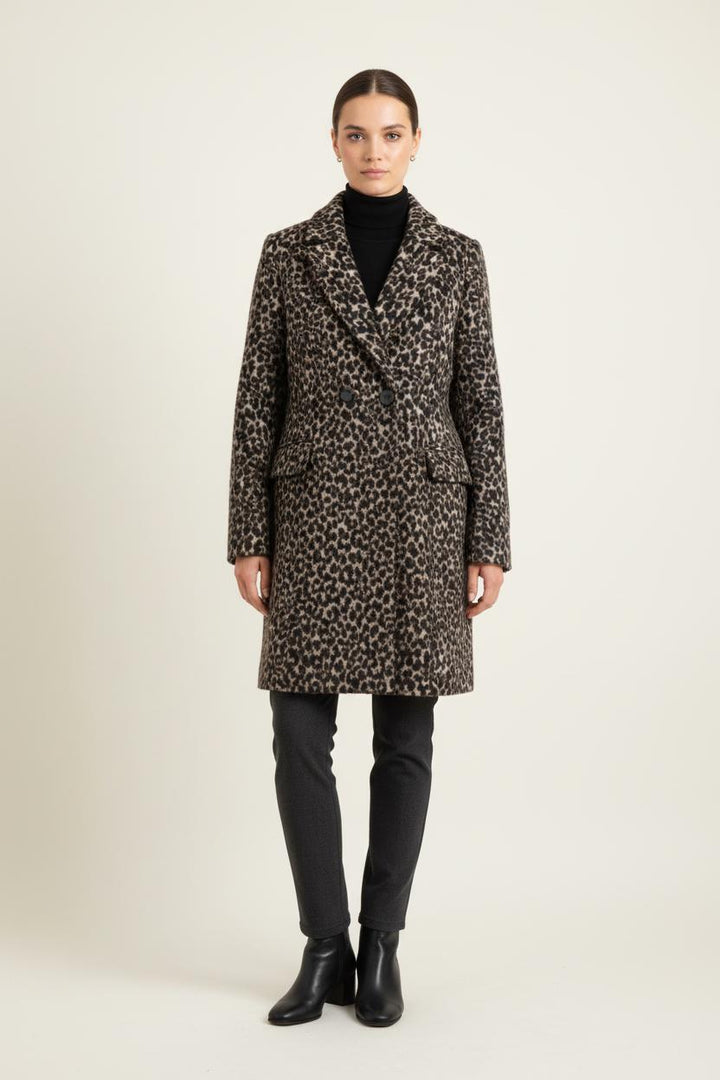 Manteau Léopard Marron et Noir - Taille S/36 de la marque Caroll | PARAD78791 - Vendu par Paradigme - Image 1