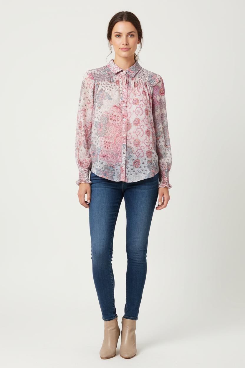 Blouse Rose et Grise - Taille XS/34 de la marque Bérénice | PARAD78799 - Vendu par Paradigme - Image 1