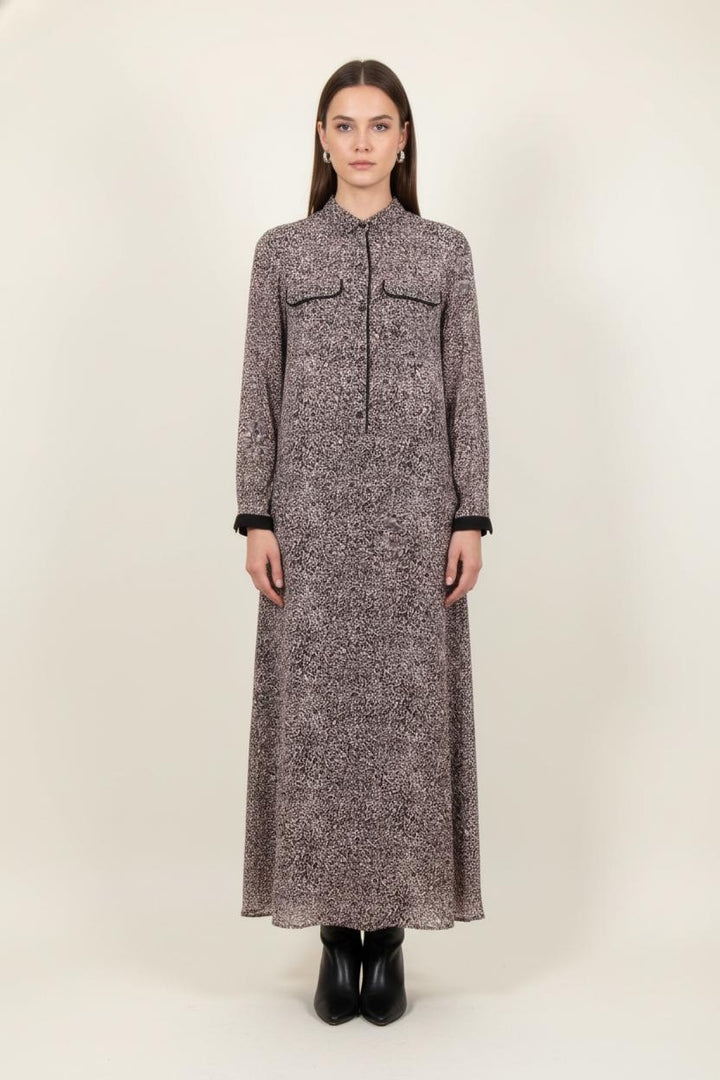 Robe Longue Beige et Noire - Taille S/36 de la marque IKKS | PARAD78803 - Vendu par Paradigme - Image 1