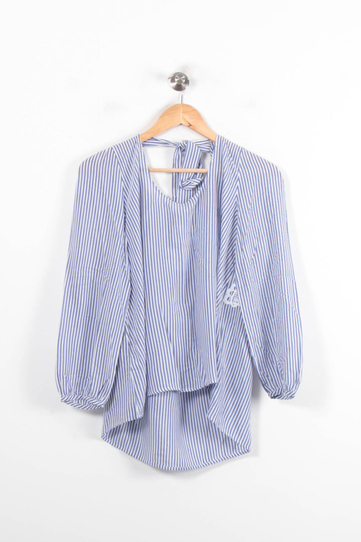 Blouse Bleue et Blanche - Taille L/40 de la marque Claudie Pierlot | PARAD78897 - Vendu par Paradigme - Image 4