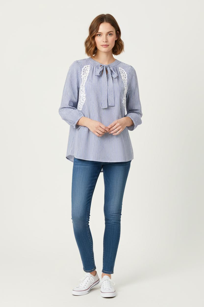Blouse Bleue et Blanche - Taille L/40 de la marque Claudie Pierlot | PARAD78897 - Vendu par Paradigme - Image 1