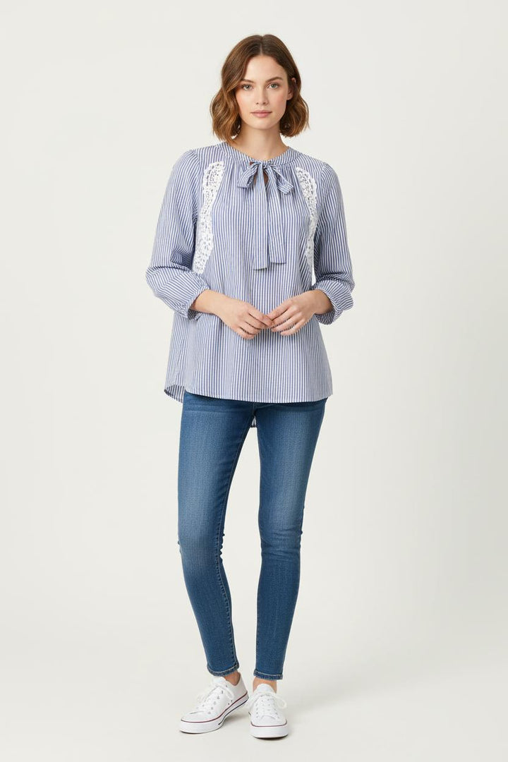Blouse Bleue et Blanche - Taille L/40 de la marque Claudie Pierlot | PARAD78897 - Vendu par Paradigme - Image 1