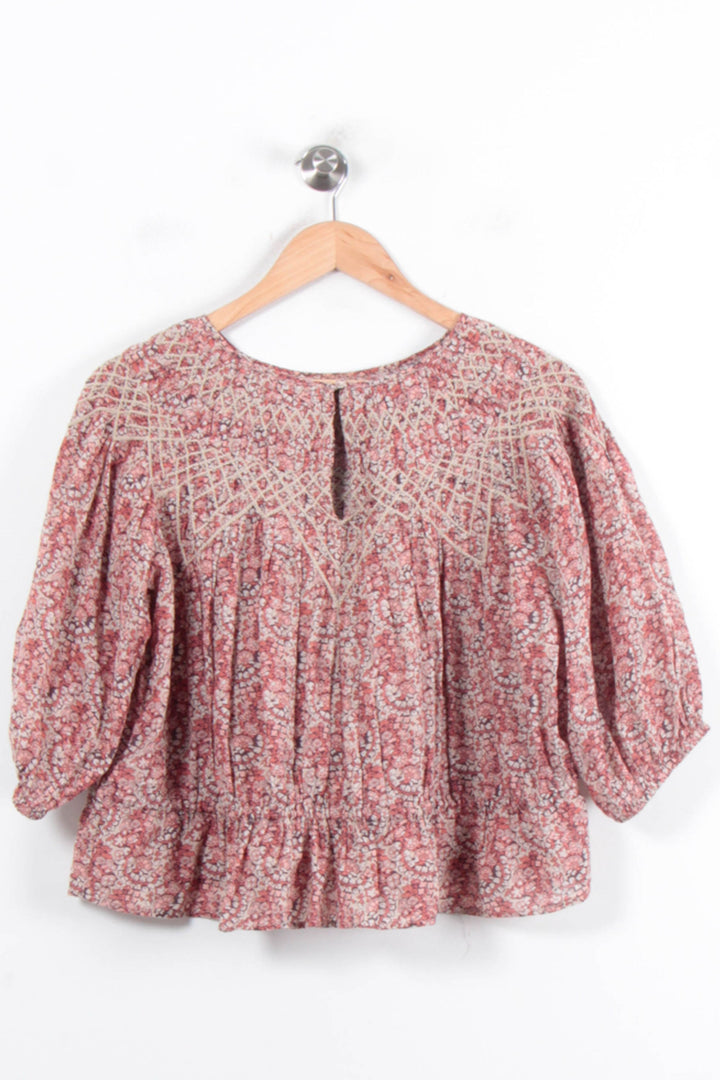 Blouse Fleurie Bordeaux et Beige - Taille M/38 de la marque ba&sh | PARAD78911 - Vendu par Paradigme - Image 4