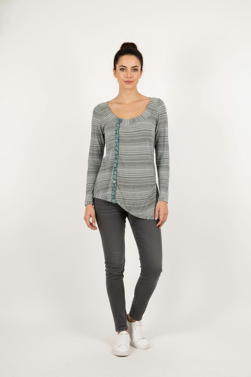 Blouse Grise et Verte - Taille S/36 de la marque One Step | PARAD78952 - Vendu par Paradigme - Image 1