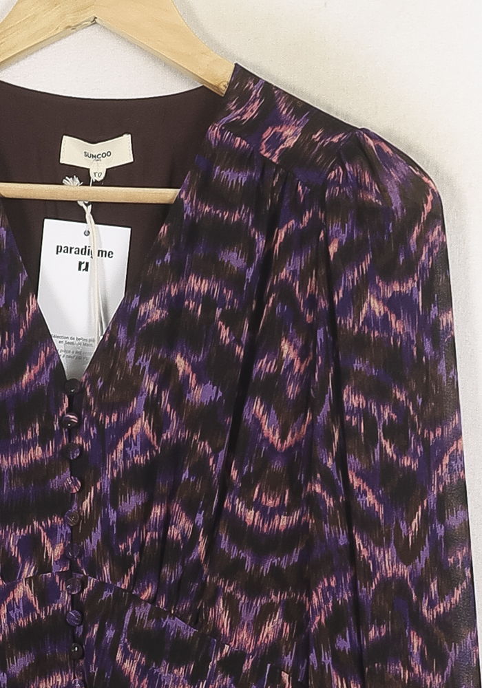 Robe Midi Violette et Noire - Taille XS/34 de la marque Suncoo | PARAD78955 - Vendu par Paradigme - Image 3