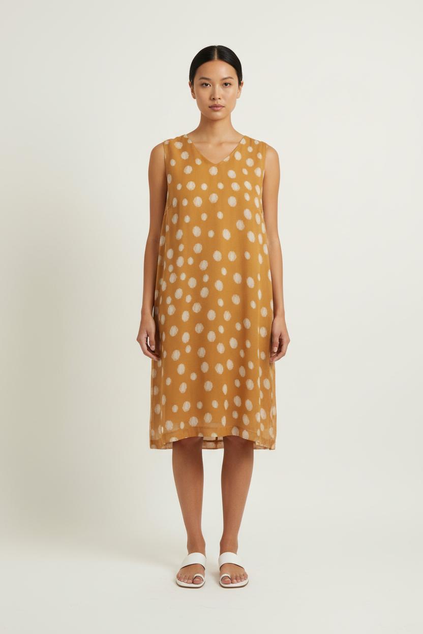 Robe Sans Manches Jaune et Blanche - Taille XL/42 de la marque La Fée Maraboutée | PARAD78994 - Vendu par Paradigme - Image 1