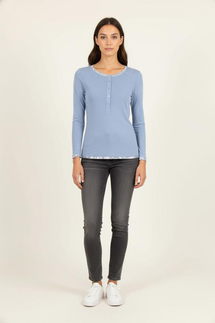 T-shirt Manches Longues Bleu et Argenté - Taille S/36 de la marque Zadig&Voltaire | PARAD79017 - Vendu par Paradigme - Image 1