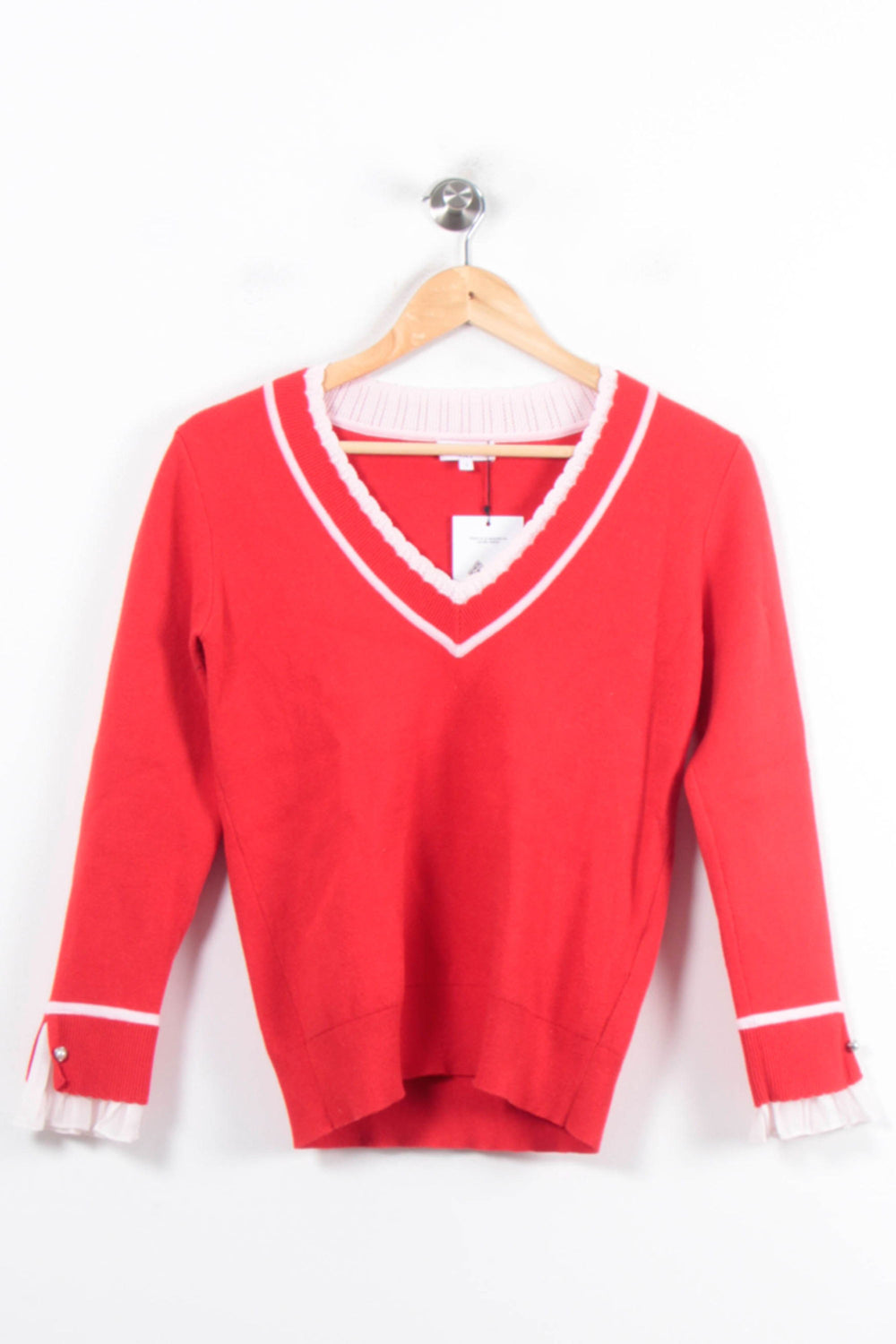 Pull Rouge et Blanc - Taille S/36 de la marque Claudie Pierlot | PARAD79058 - Vendu par Paradigme - Image 2
